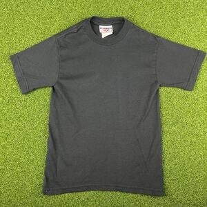 Vintage 1998 Jerzees Kids Black Short Sleeve Crew Neck Plain T-Shirt Sz S (6-8)